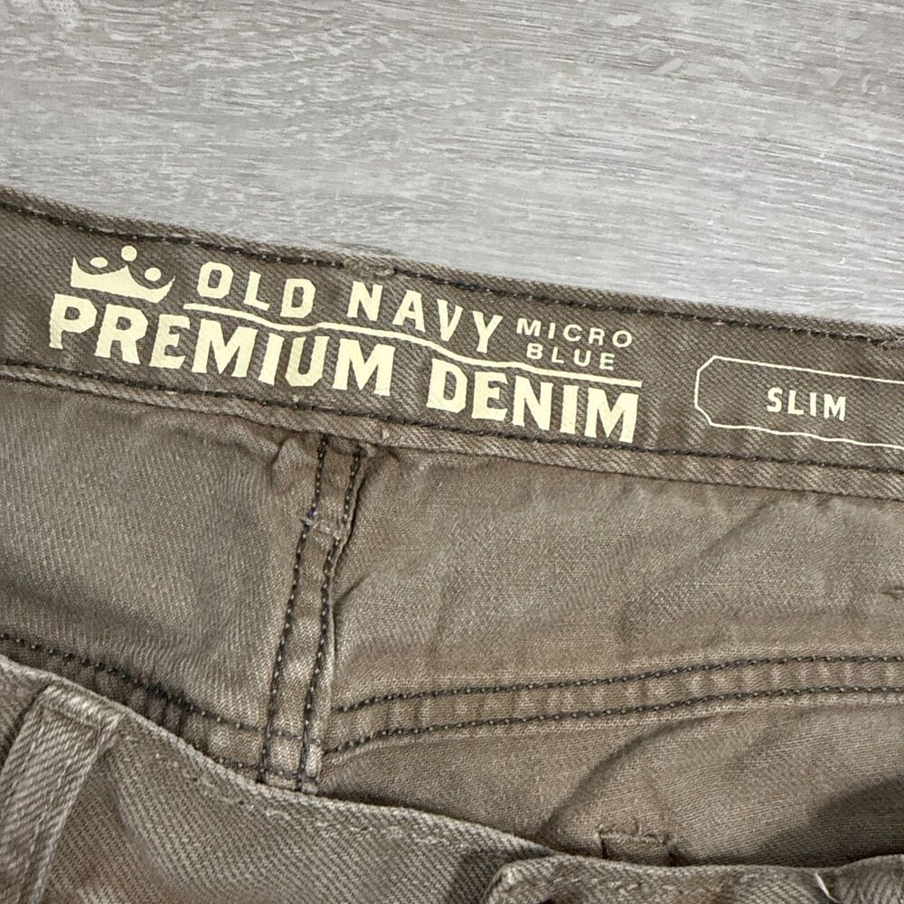 Old Navy Denim Shorts Men’s 36 Brown Slim Cut Off Raw Hem 100% Cotton - Picture 12 of 13